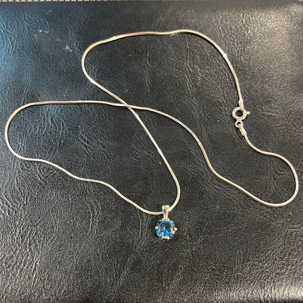 Blue Topaz Sterling Silver Necklace